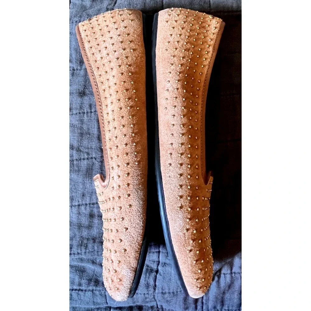 UGG Australia Alloway Studded Suede Flats Chestnut Tan‎ Loafers 1004401